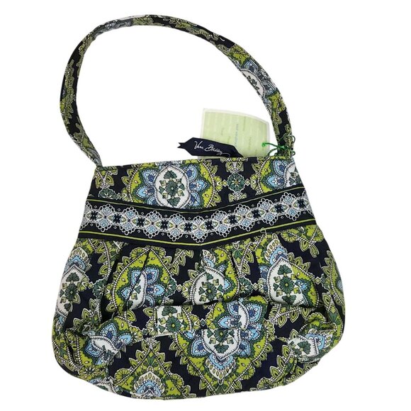 Vera Bradley Hannah Cambridge Shoulder Bag & Two Way Mirror Navy/Green NWT - Picture 2 of 10